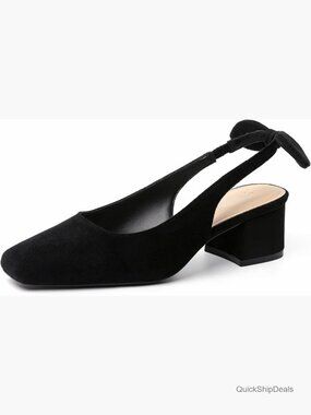Chunky Low Heel D'Orsay Slingback Block Heel Pumps Closed Square Toe